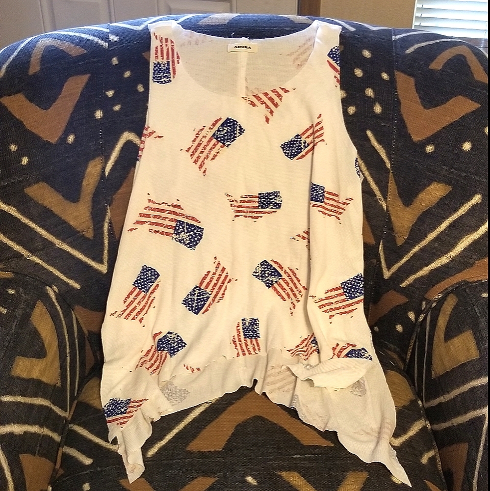 Adora lightweight USA waffle knit red white blue